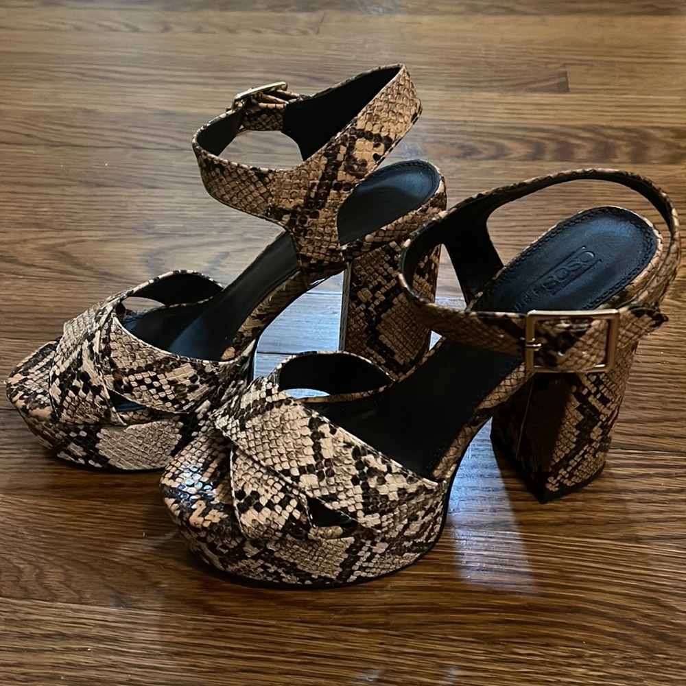 ASOS Platform Chunky Heel open toe Snakeskin Sandal